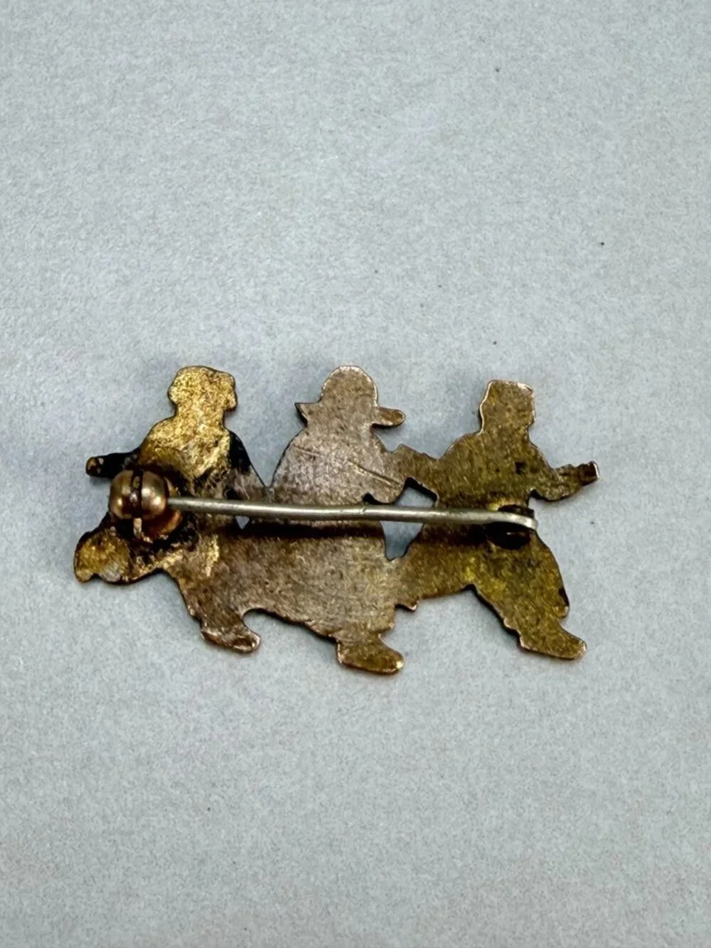 Vtg ANTIQUE Brooch Pin Dutch Dancers Enamel Gold tone Jewelry lot x